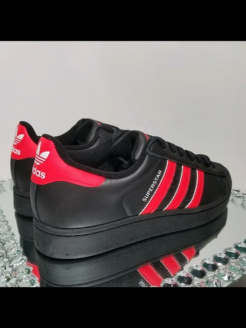 Unisex Adidas Superstar 2 Black Red Leather Sneakers Men’s 11.5